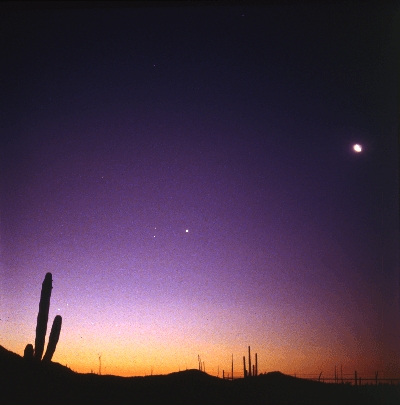 Groe Konjunktion ber der Baja California, 15.07.1991, 0330h MEZ, Seagull 75mm/f3.5, Ektachrome 64 6x6, 30s